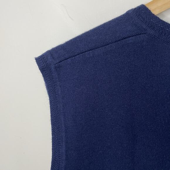 NWT Cutter and Buck Navy Blue Silk Lambswool Blend Sweater Vest Lightweight LRG - Picture 9 of 11